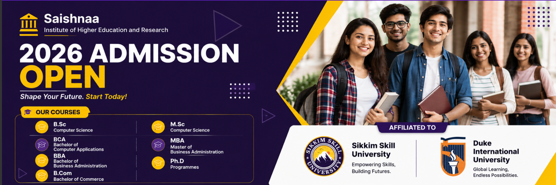 Saishnaa Educational Institute - University Degrees & Diplomas 2026 Admission
